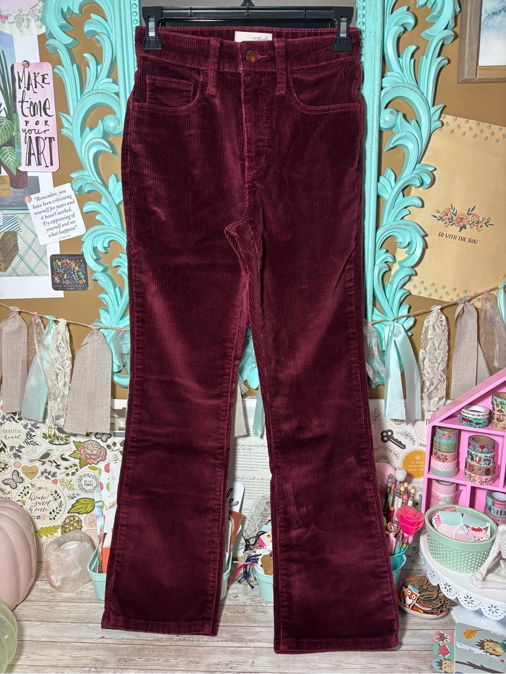 Universal Thread High Rise Ankle Bootcut Corduroy Pants Burgundy Women’s Sz 00R